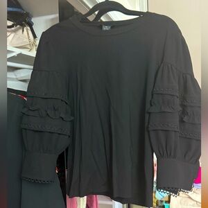 Black Ruffled Sleeve Women's Top